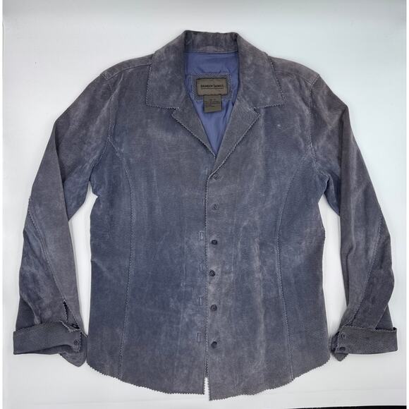 Vintage Brandon Thomas Leather Suede Gray Light Jacket Medium - Picture 2 of 3